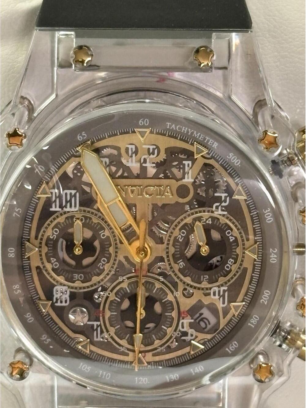 Invicta Racing Vaulthan Men's Black Transparent 44mm Quartz Watch 69690 NIB